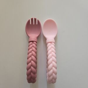 Itzy Ritzy pink silicone fork and spoon set